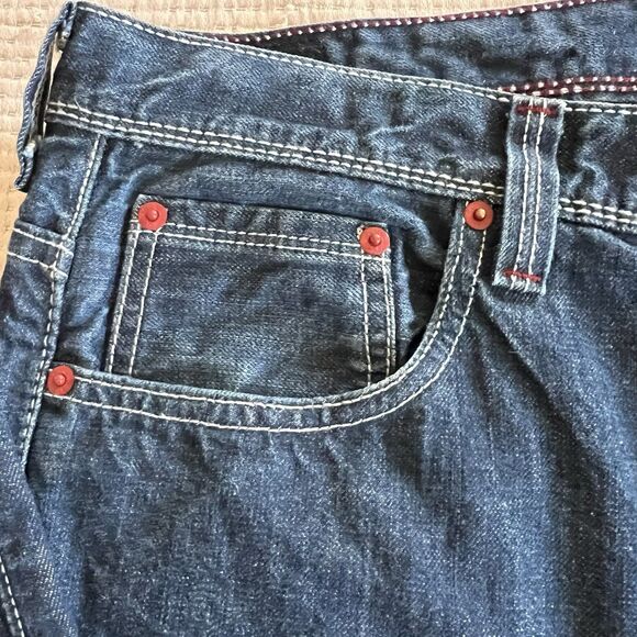 Levi's Loose Straight Fit 569 Jeans Mens 36x30 Blue Denim Red Stitch Snap Pocket - Picture 6 of 16